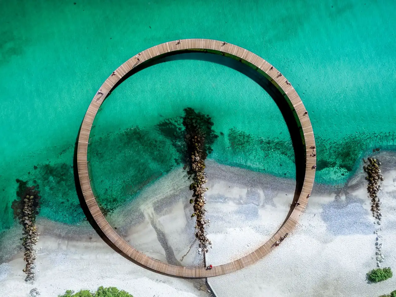 Circular Infinite Bridge beside Aarhus’ coast