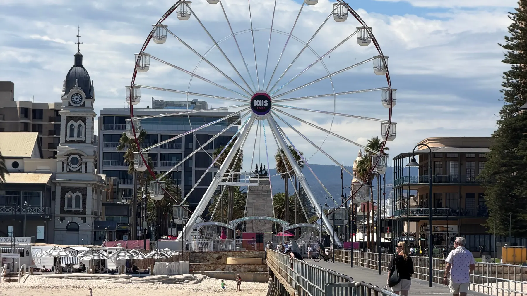 Glenelg Town Hall and the beachfront seen from Glenelg Jetty