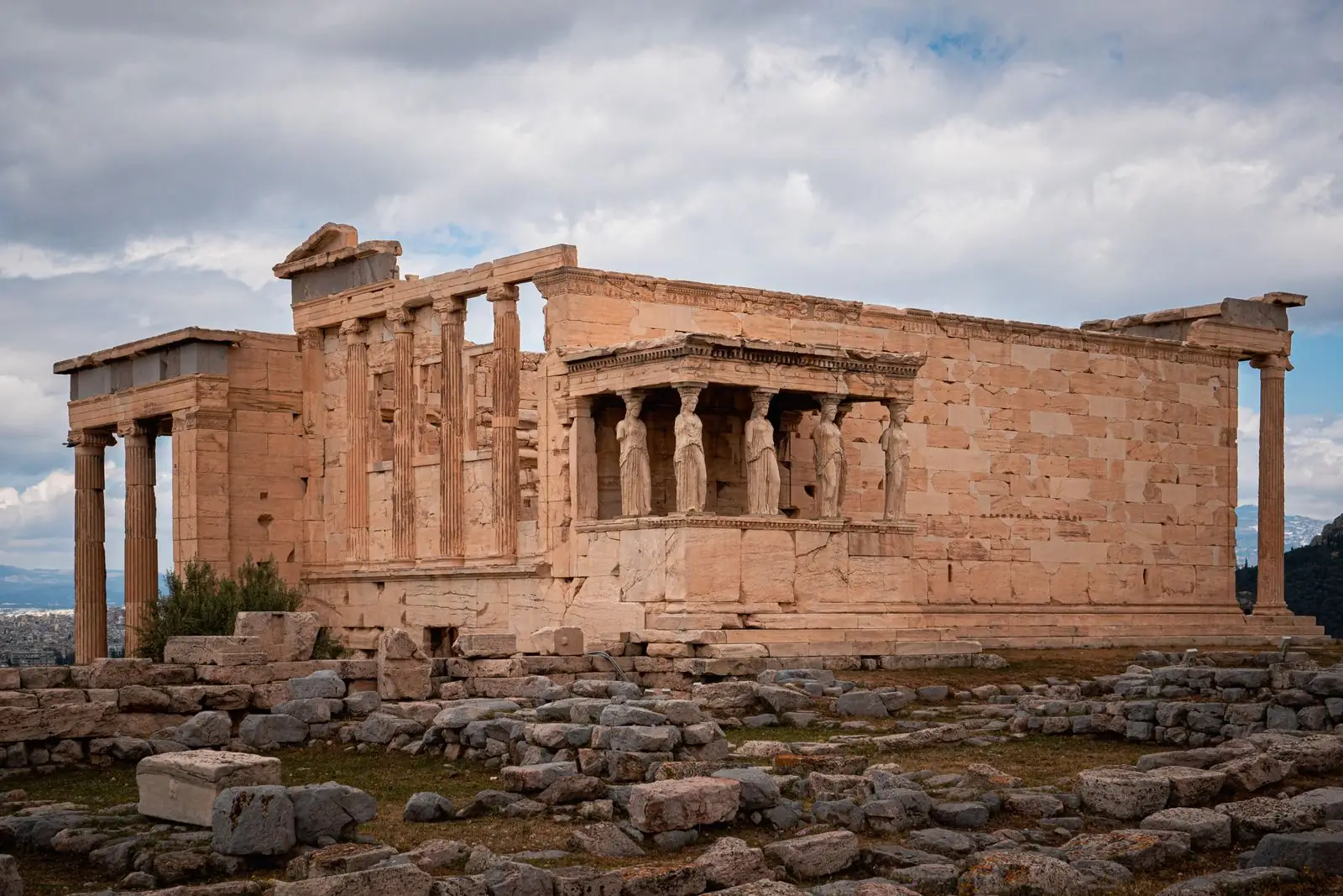The Erechtheion and Caryatid porch on the Acropolis in Athens