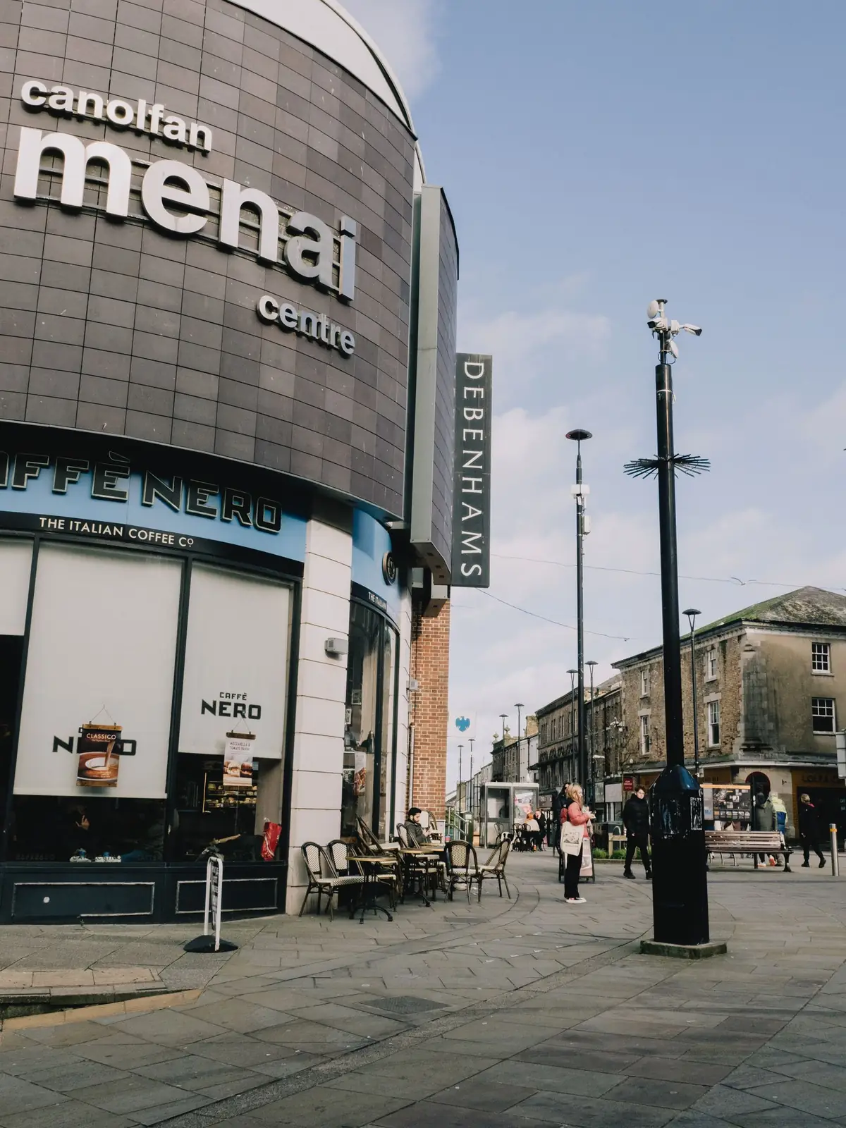 The Menai Centre and pedestrian streets in Bangor, Wales
