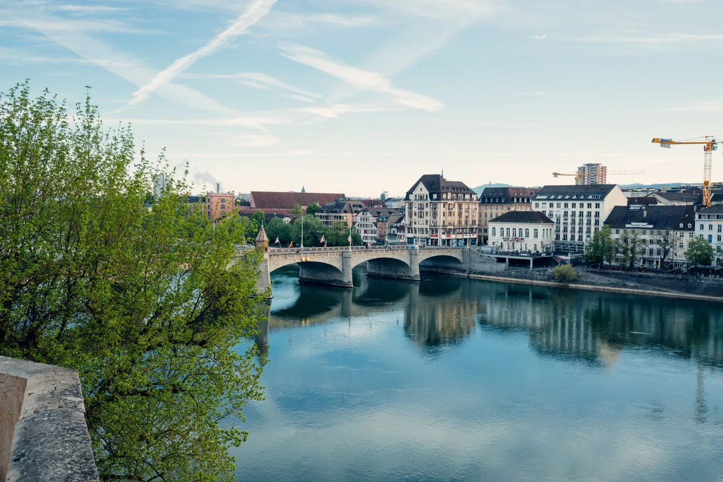 Mittlere Brücke spanning the Rhine beside Basel’s historic waterfront