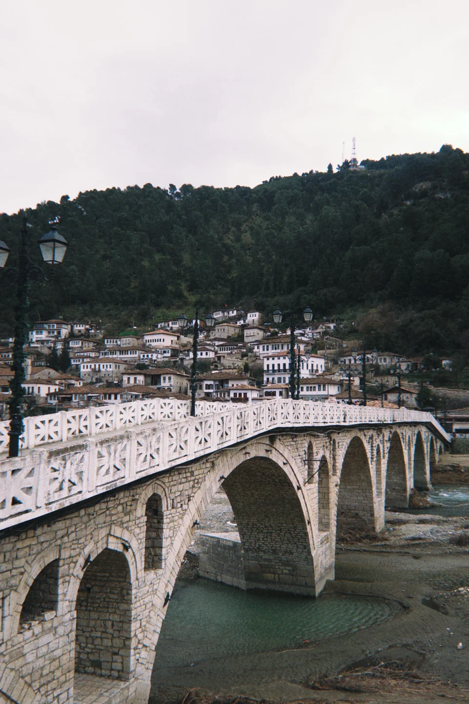 Gorica’s arched stone bridge over the Osum River in Berat