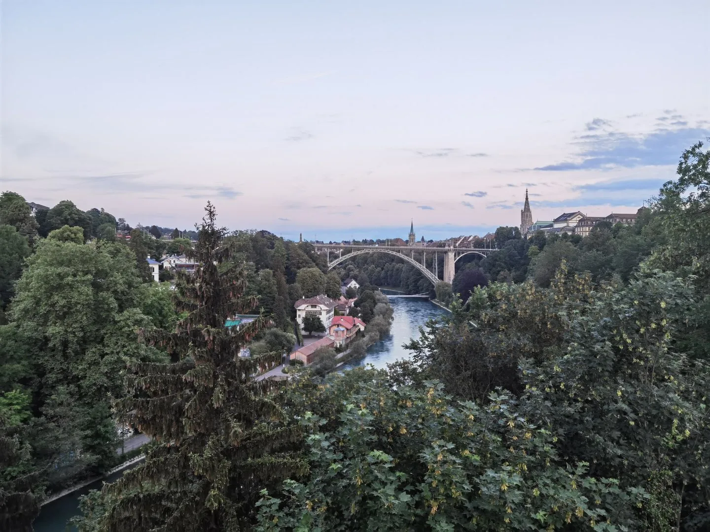 Kornhausbrücke spanning the Aare between Bern’s green riverbanks