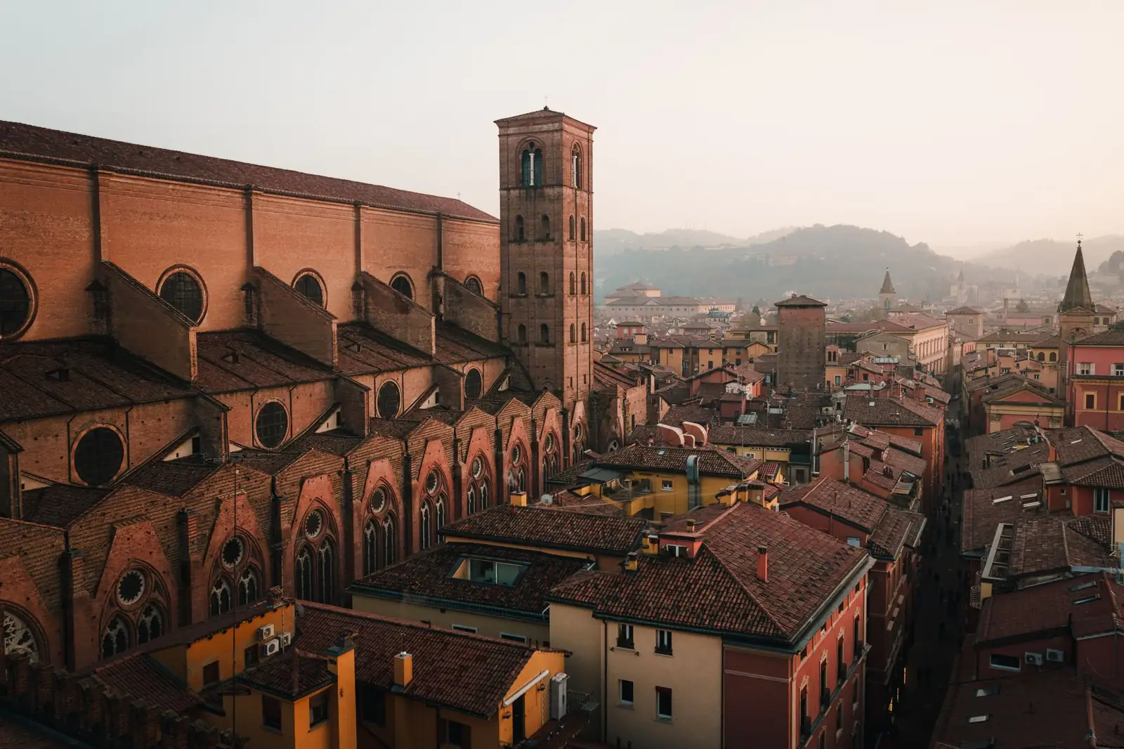 San Petronio and Bologna’s historic centre at dusk