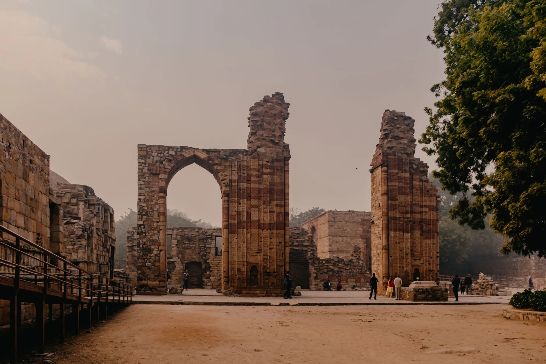 Carved stone screen arches of the Quwwat-ul-Islam mosque in Delhi’s Qutb complex