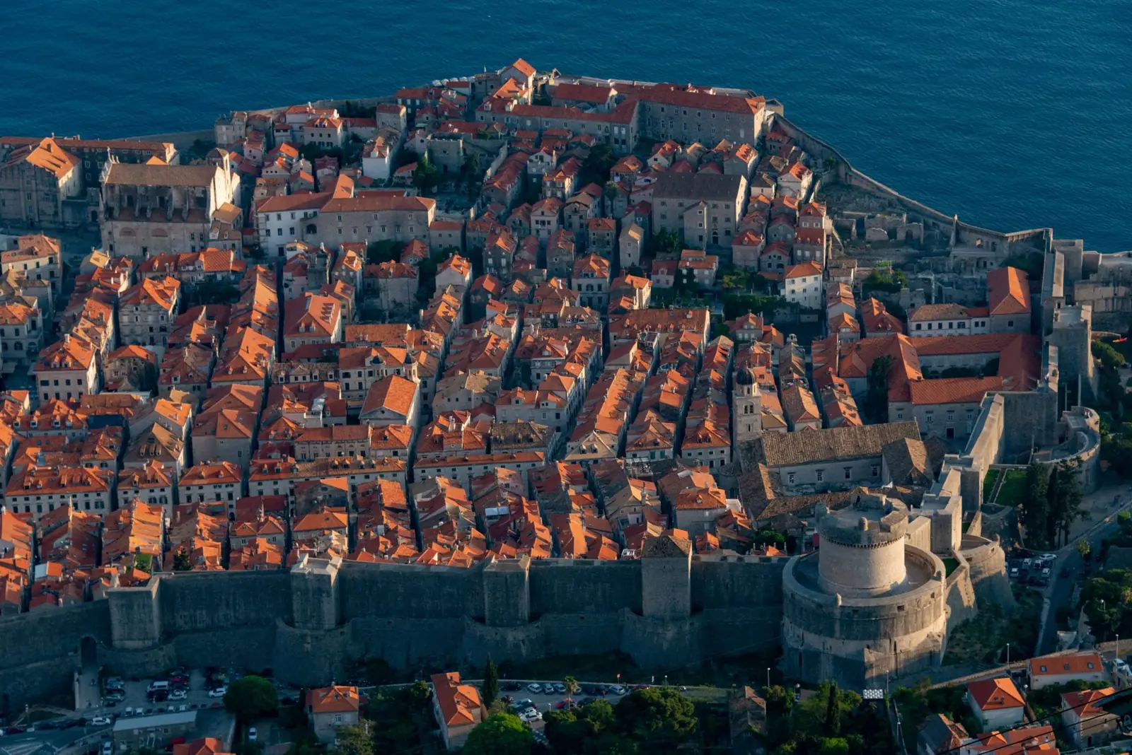 Aerial view of Dubrovnik’s Old Town within its fortified walls