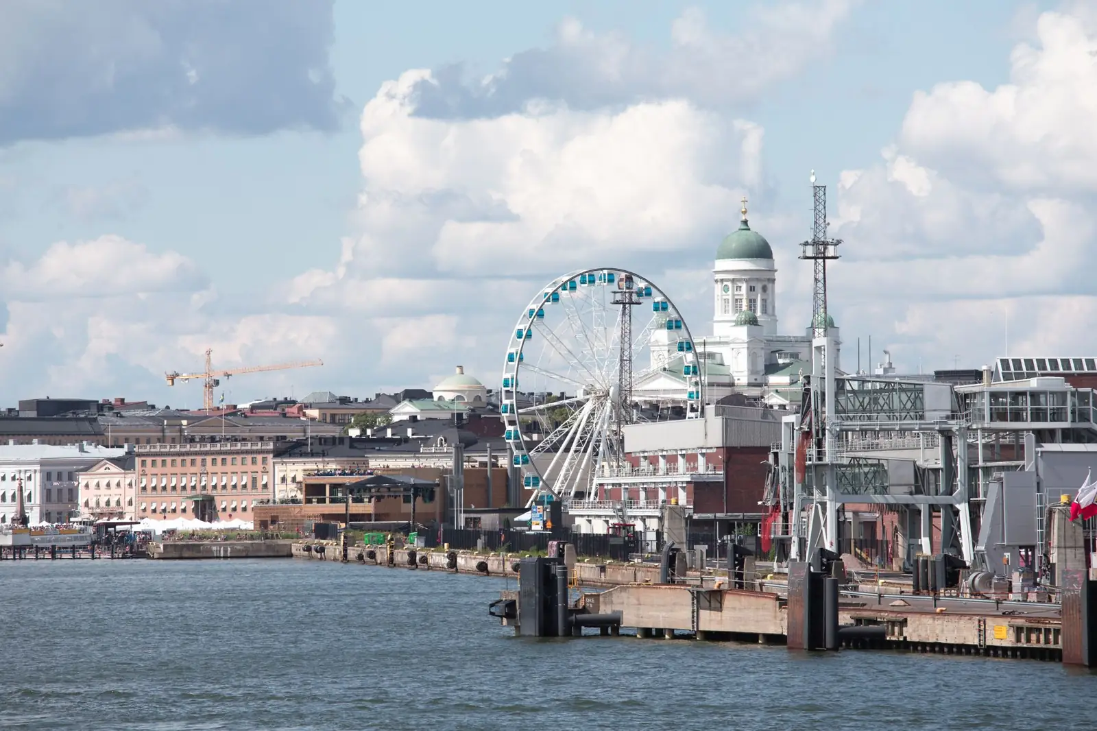 Helsinki’s harbour with the SkyWheel and Uspenski Cathedral