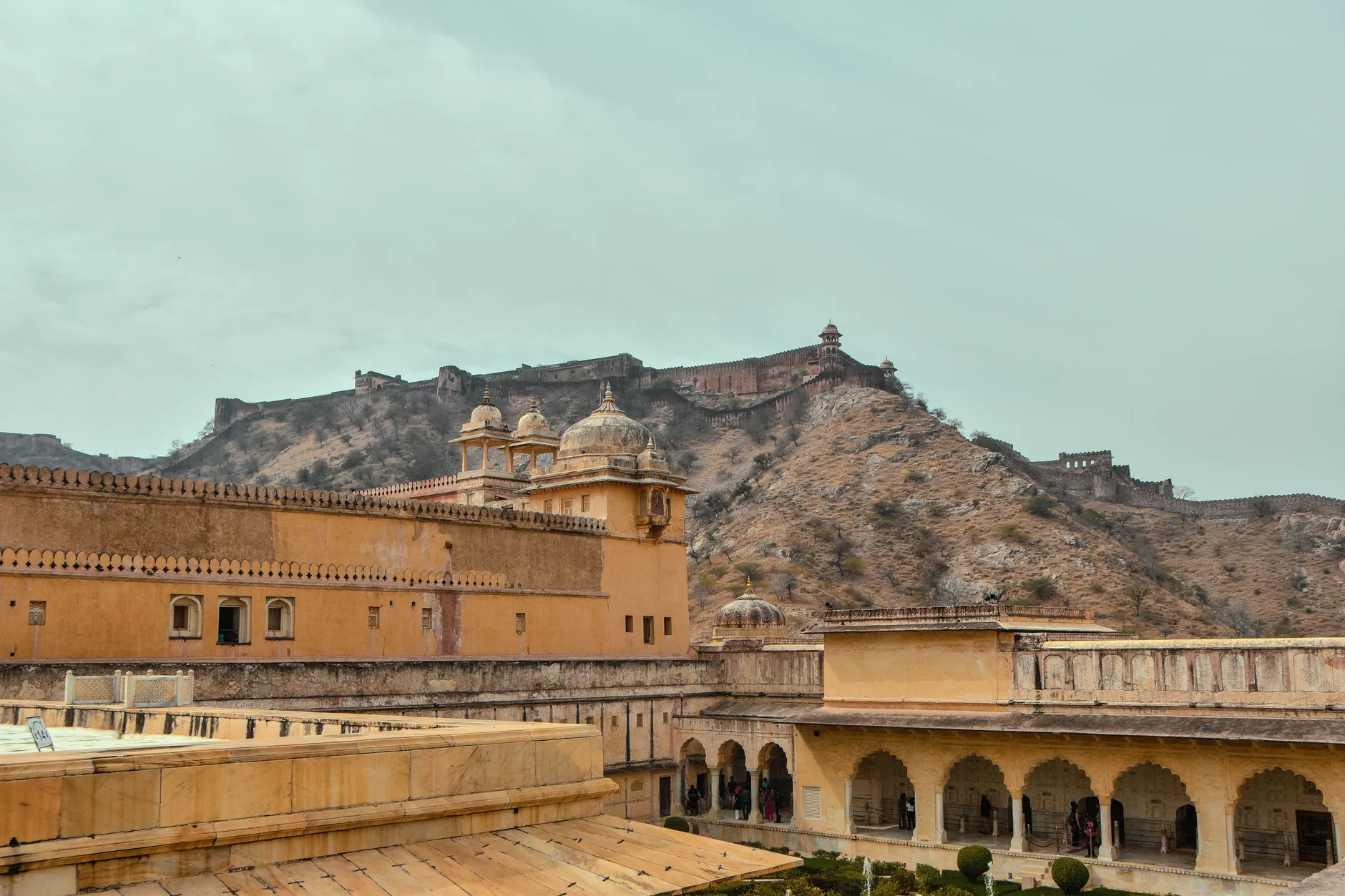 Amer Fort’s sandstone palace and upper ramparts above Jaipur