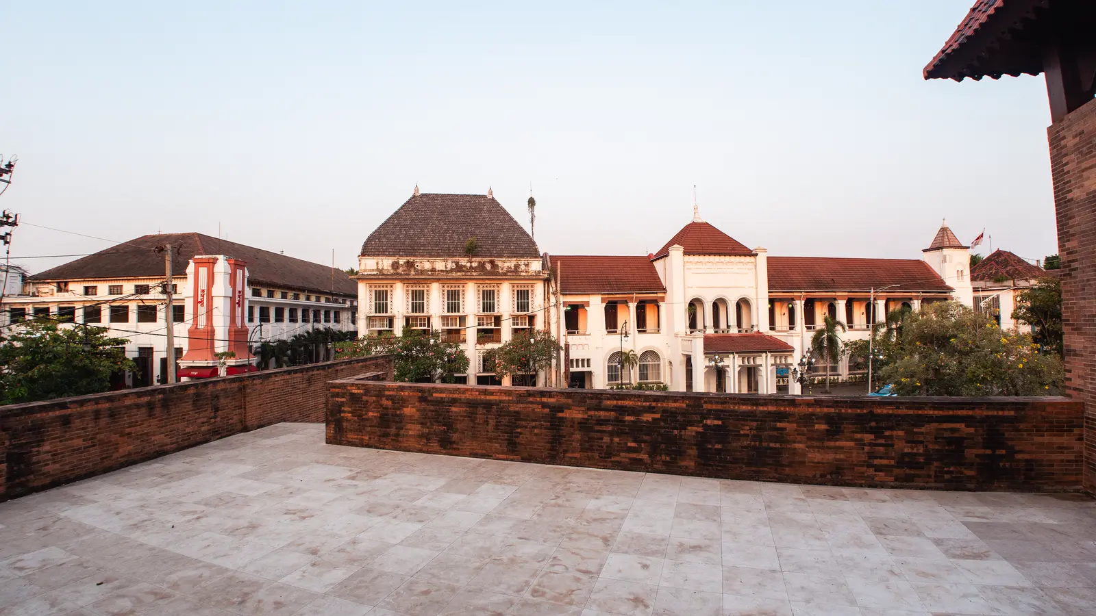 Colonial-era buildings in Jakarta’s Kota Tua at golden hour