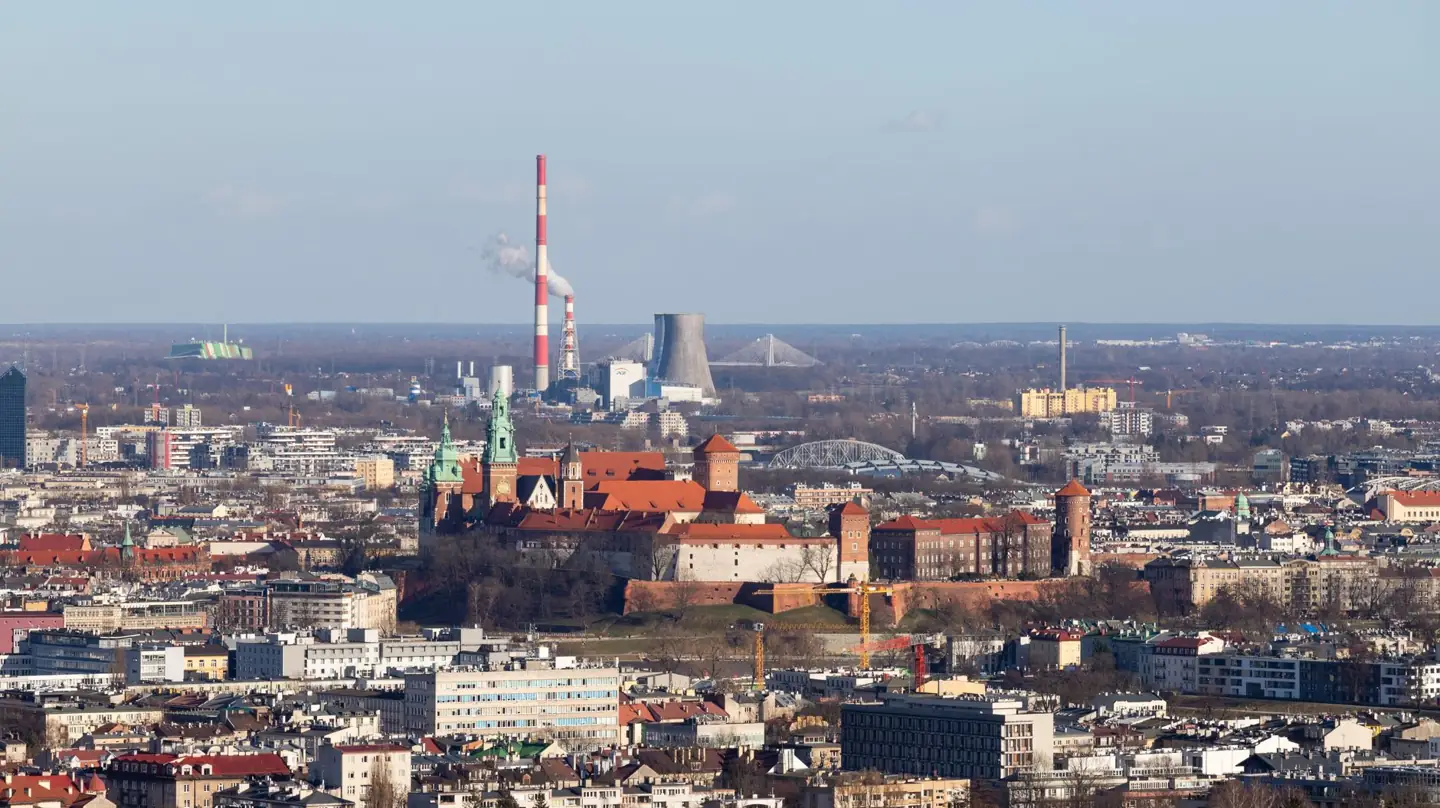Wawel hill’s Castle and Cathedral above Kraków’s surrounding rooftops