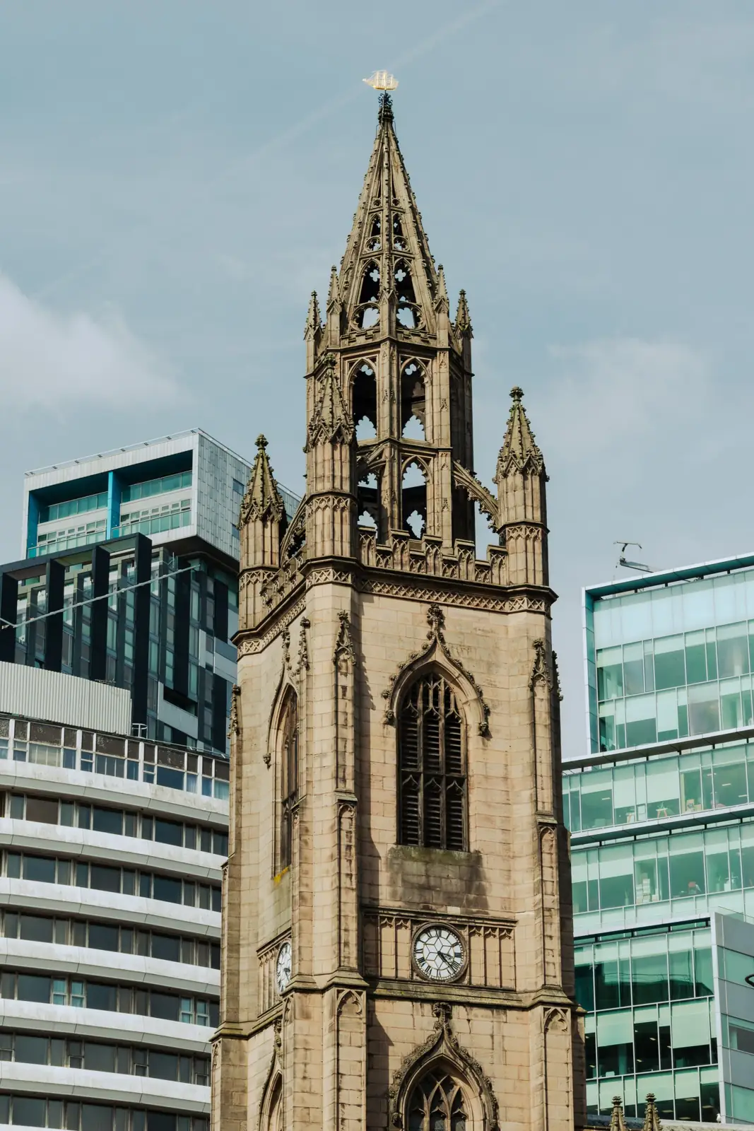 The tower of Liverpool’s waterfront Church of Our Lady and Saint Nicholas