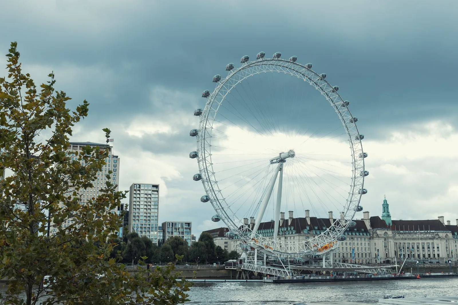 The London Eye and buildings along London's South Bank