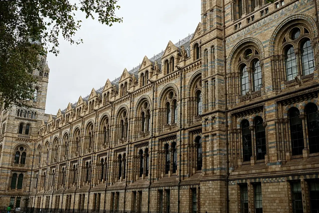 The ornate facade of London's Natural History Museum