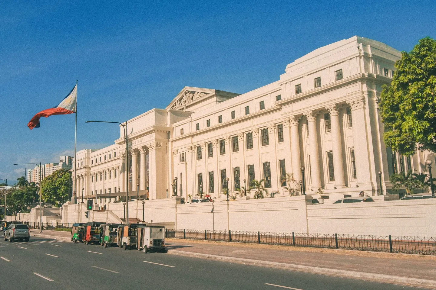 Columned facade of the National Museum of Fine Arts on Padre Burgos Avenue in Manila
