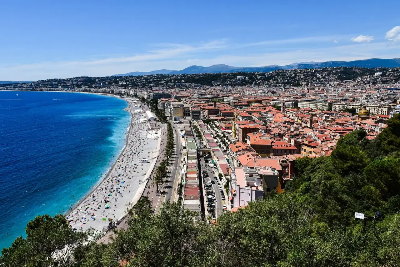 Nice’s Old Town and seafront seen from Castle Hill
