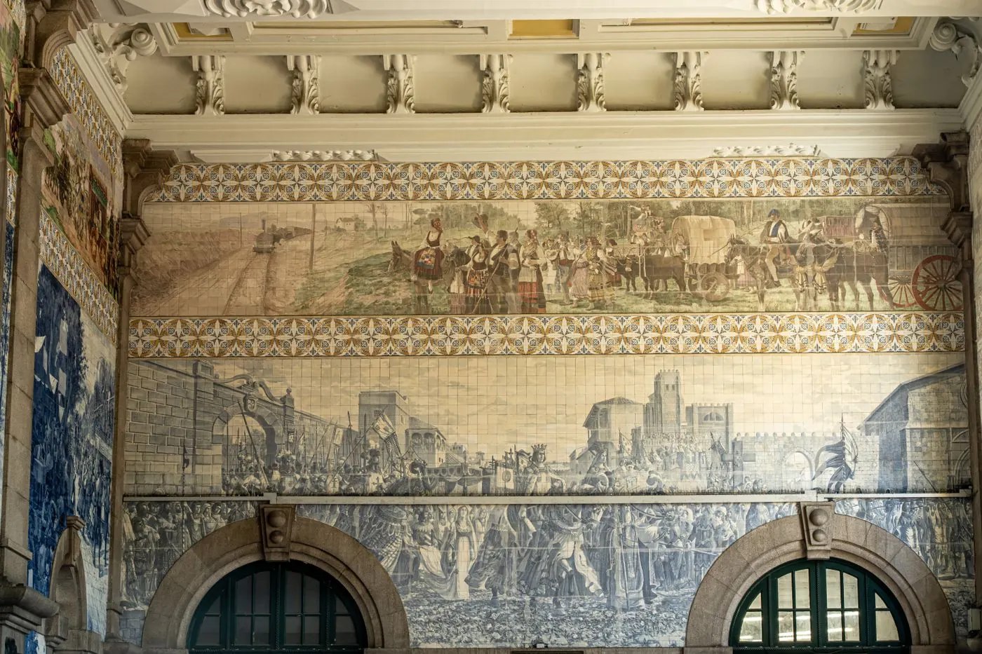 Azulejo tile murals at São Bento railway station in Porto