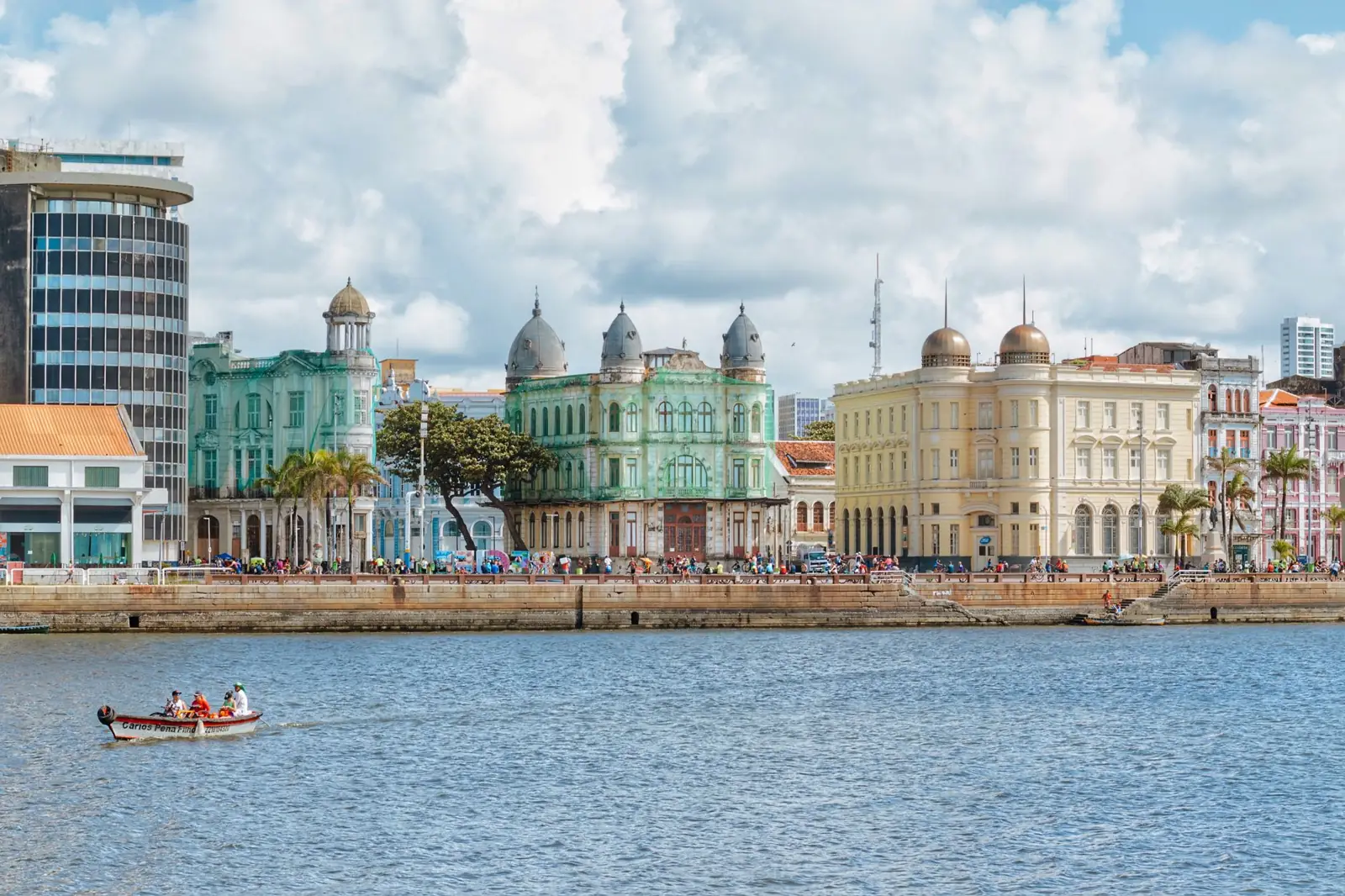 Historic buildings around Marco Zero seen across the Recife waterfront