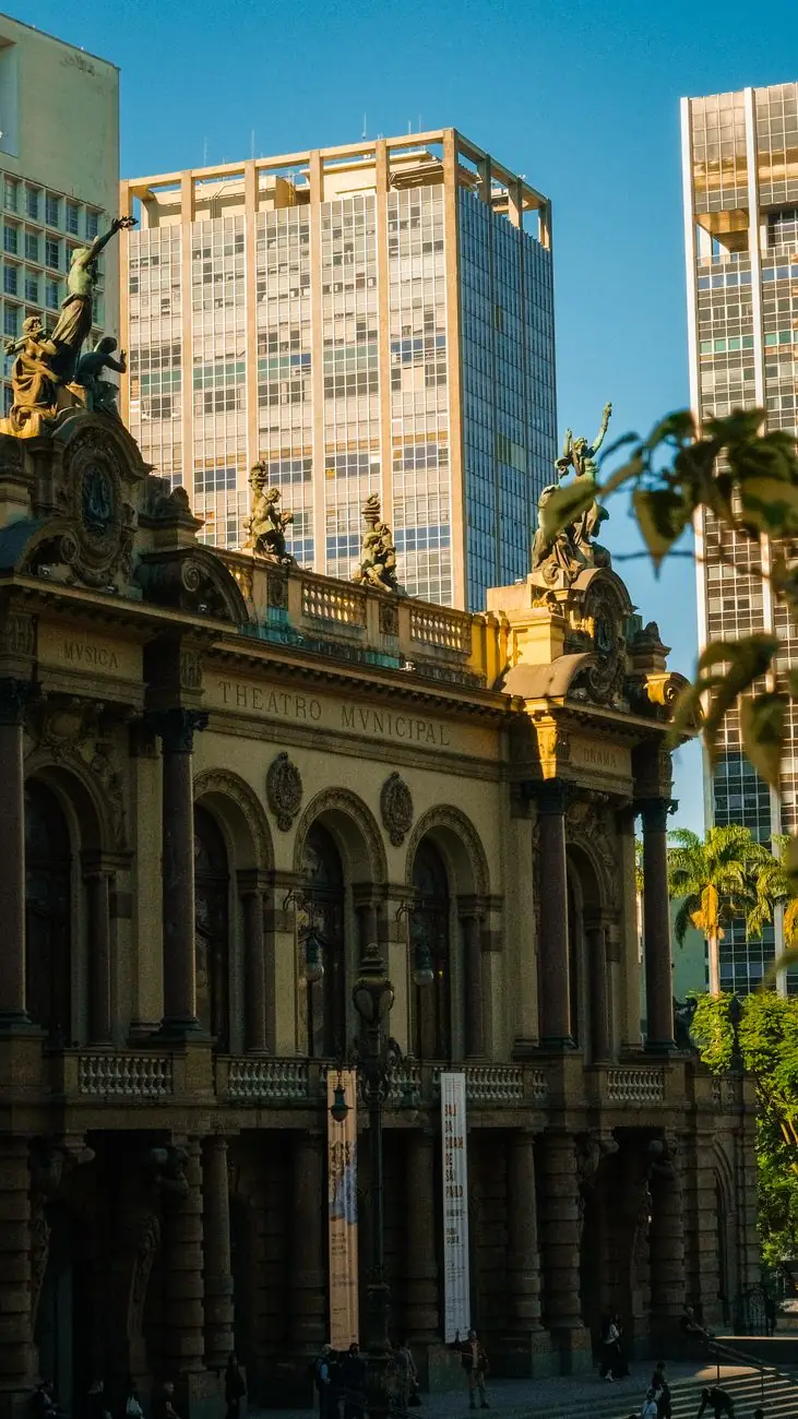 The decorated façade of São Paulo’s Municipal Theatre
