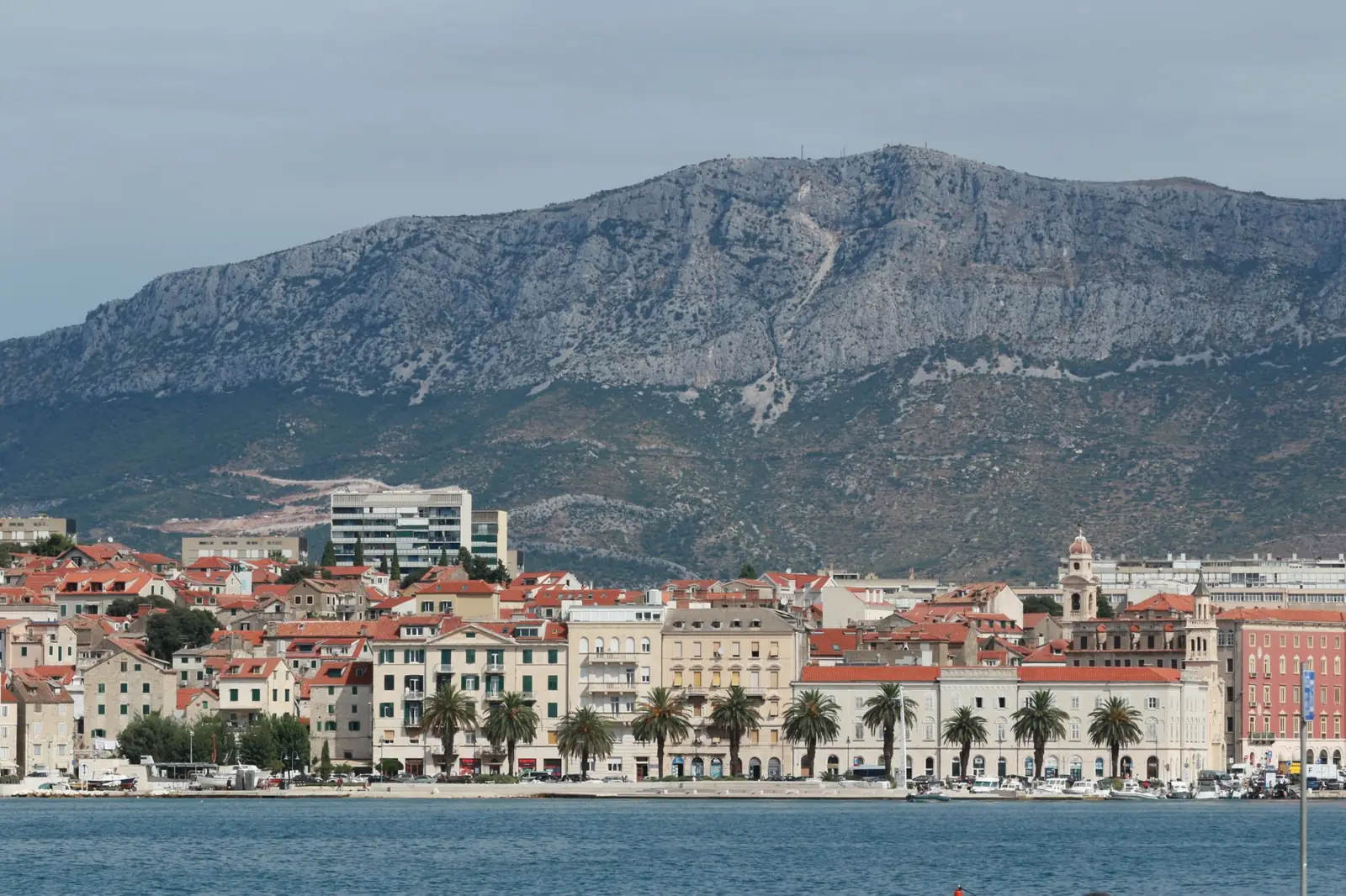 Split’s Riva waterfront beneath the mountains of the Dalmatian coast