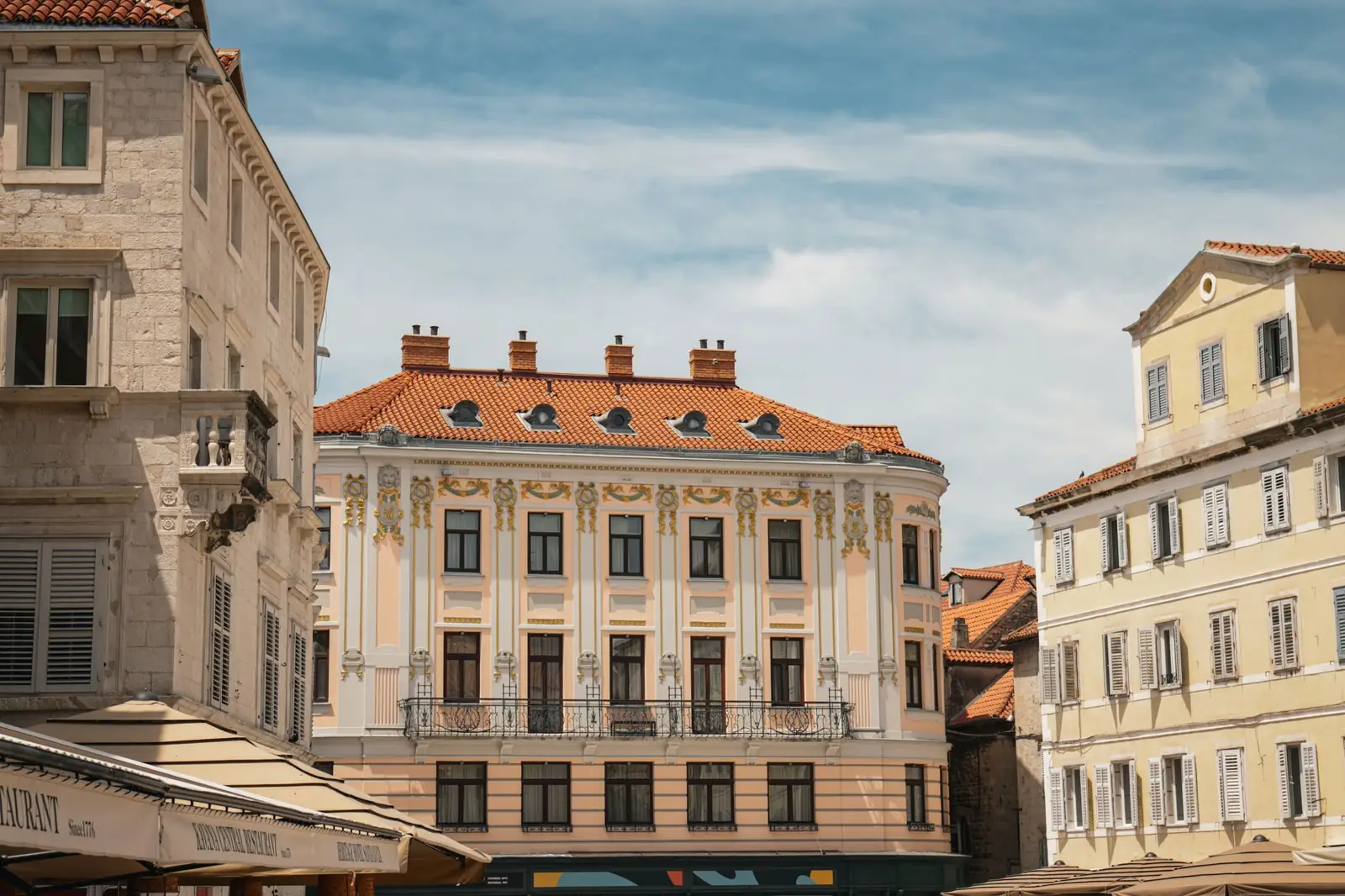 Historic buildings and square in central Split