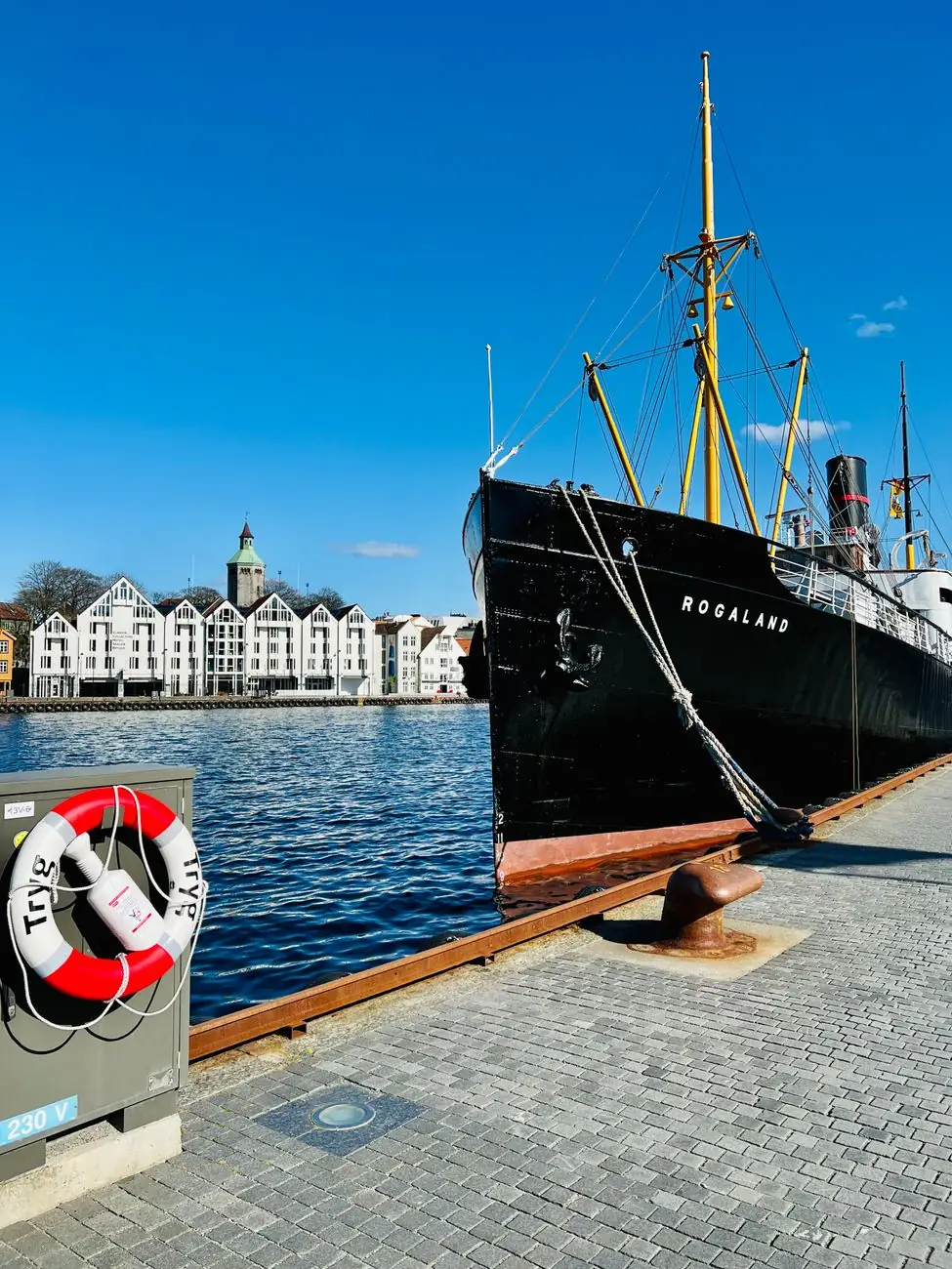 Historic MS Rogaland moored at Stavanger’s Vågen harbour
