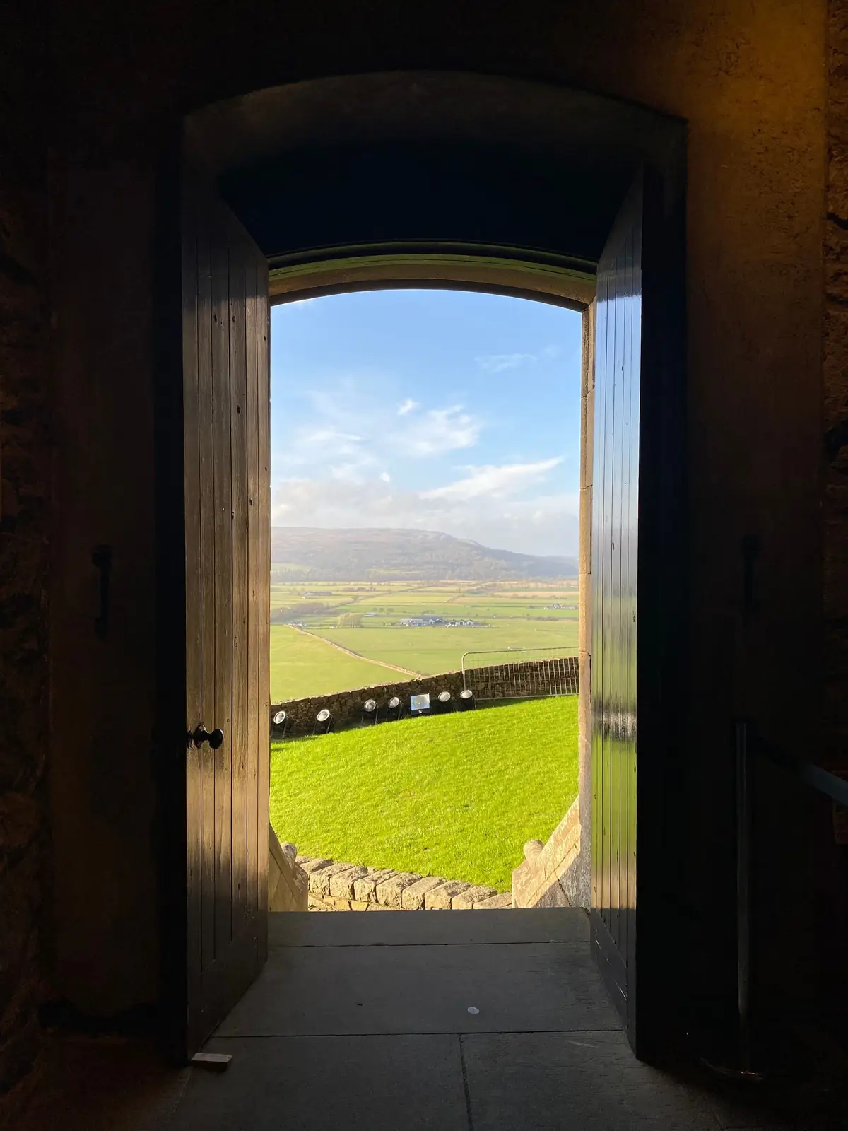 Landscape seen through a doorway at Stirling Castle