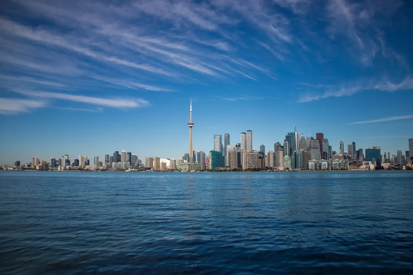 Toronto skyline and CN Tower across the water