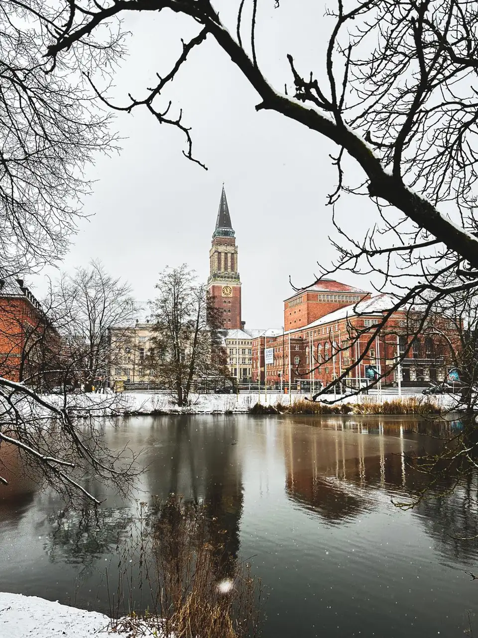 Turku Cathedral and the Aura River in winter