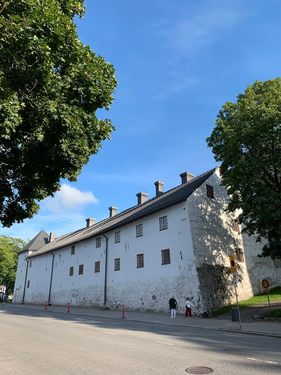 The stone outer bailey of Turku Castle beside the street