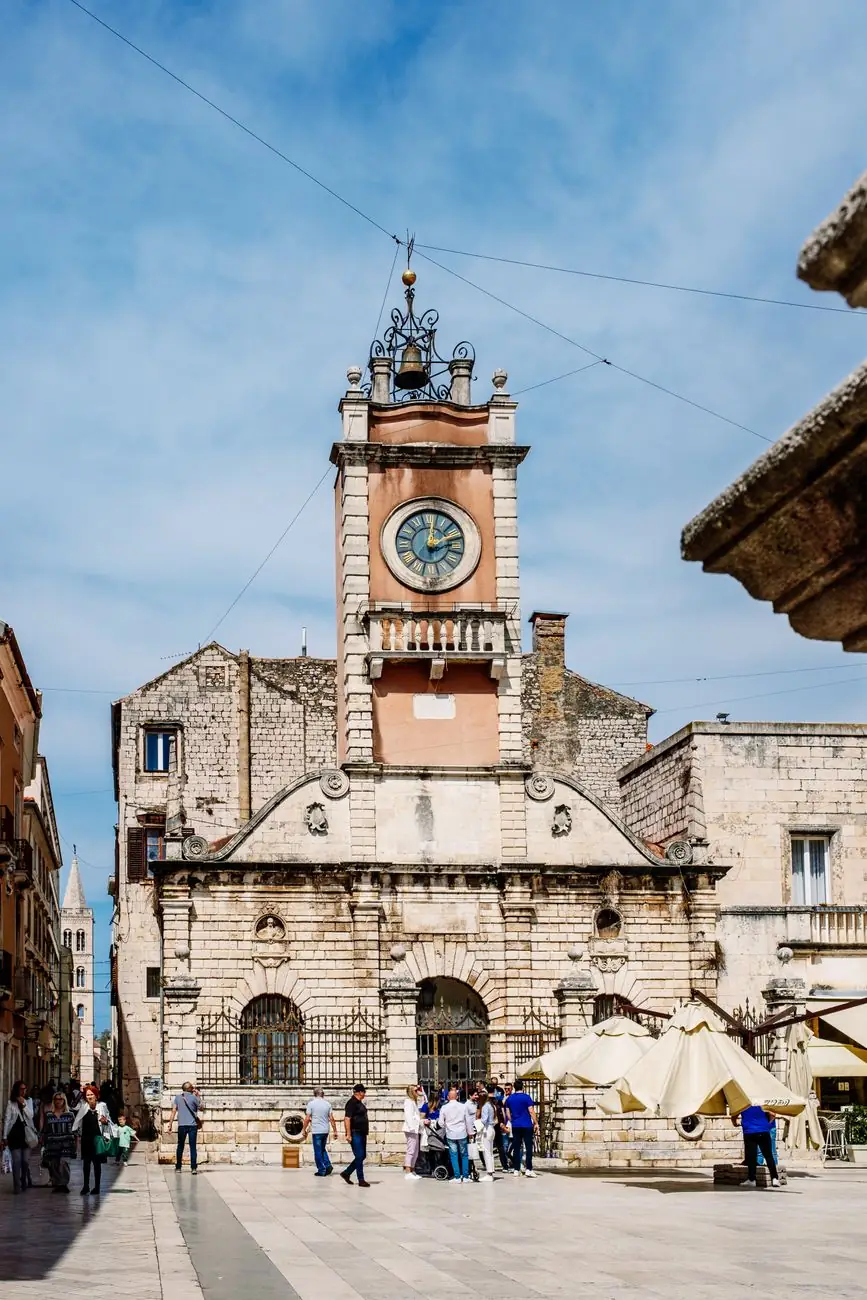 Clock tower in Zadar’s Narodni Square