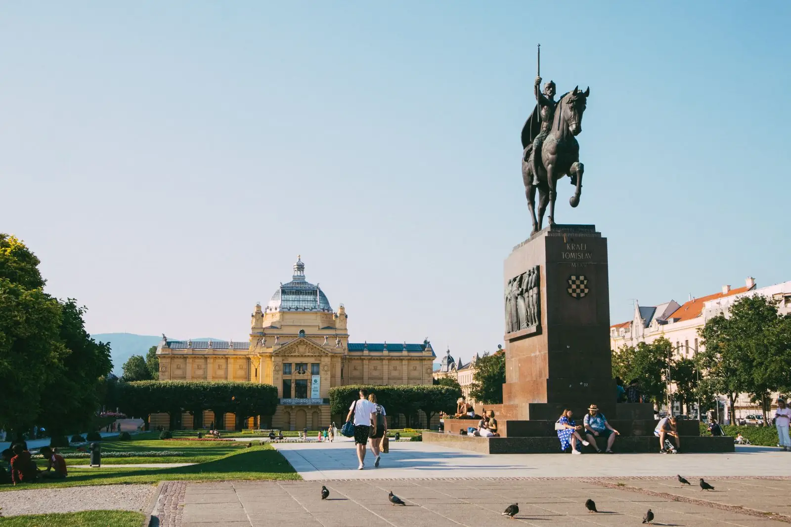 King Tomislav’s equestrian monument beside Zagreb’s Lower Town lawns