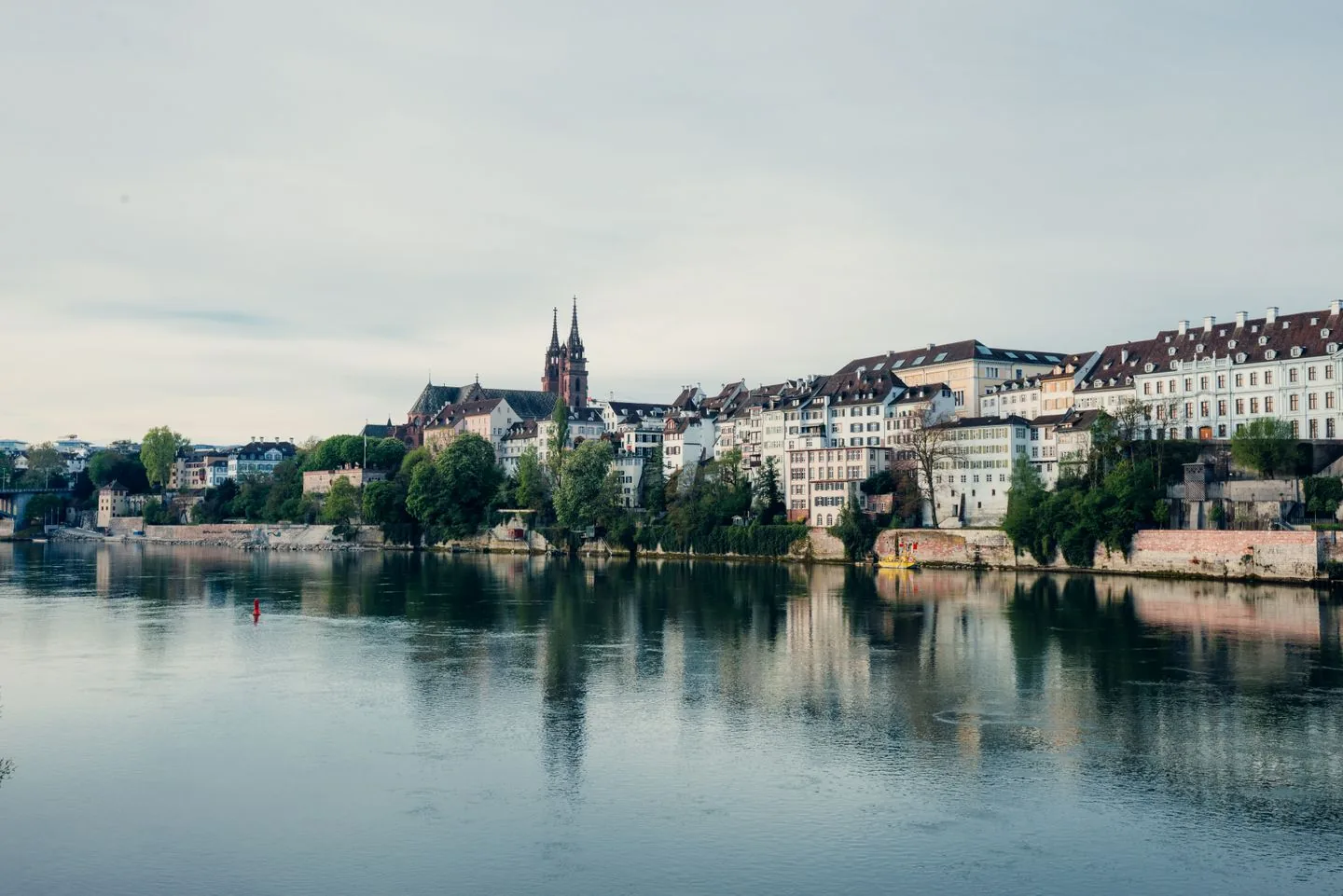Basel Münster’s twin towers above Grossbasel’s historic Rhine waterfront