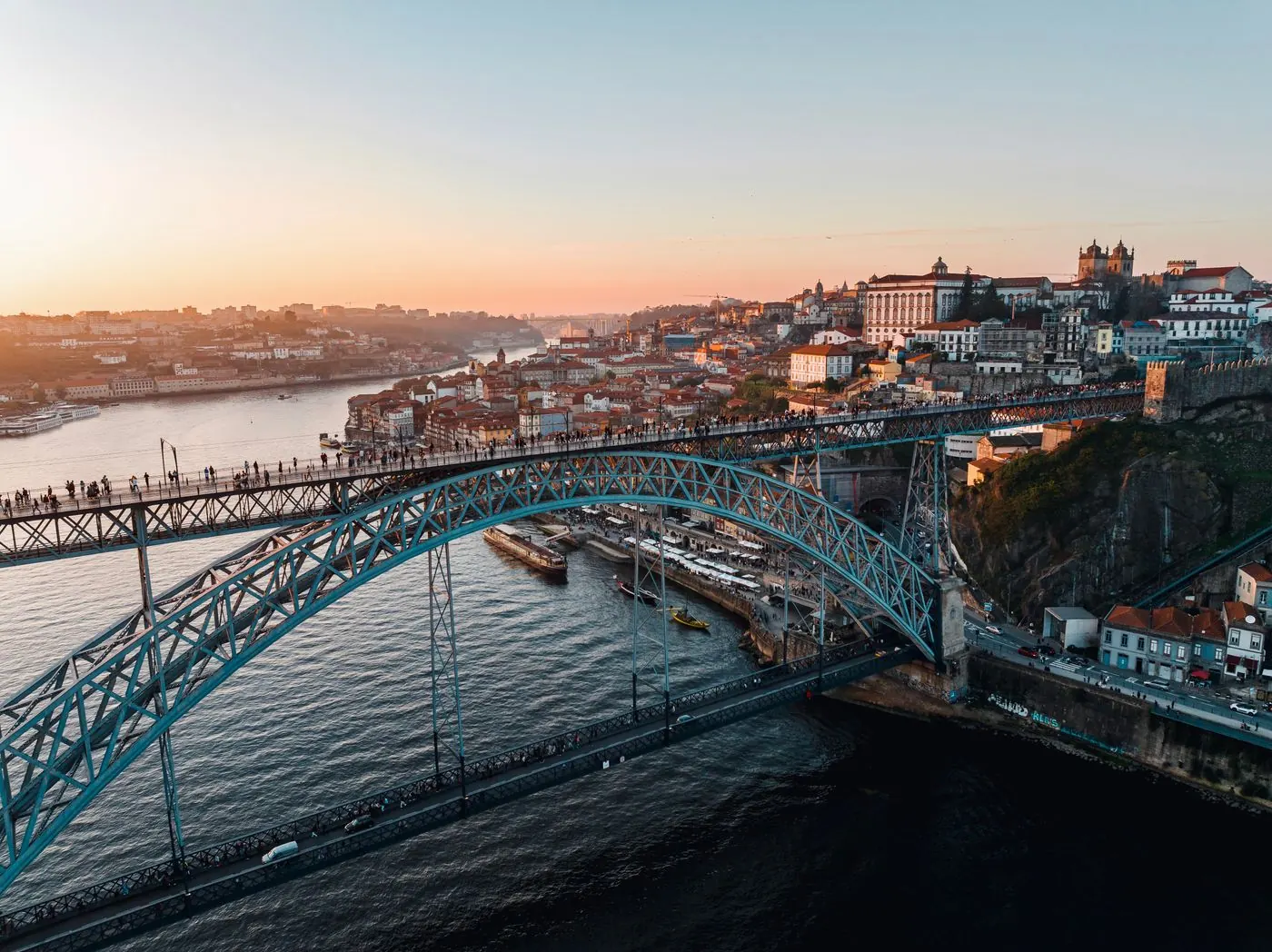 Dom Luís I Bridge and Porto above the Douro River