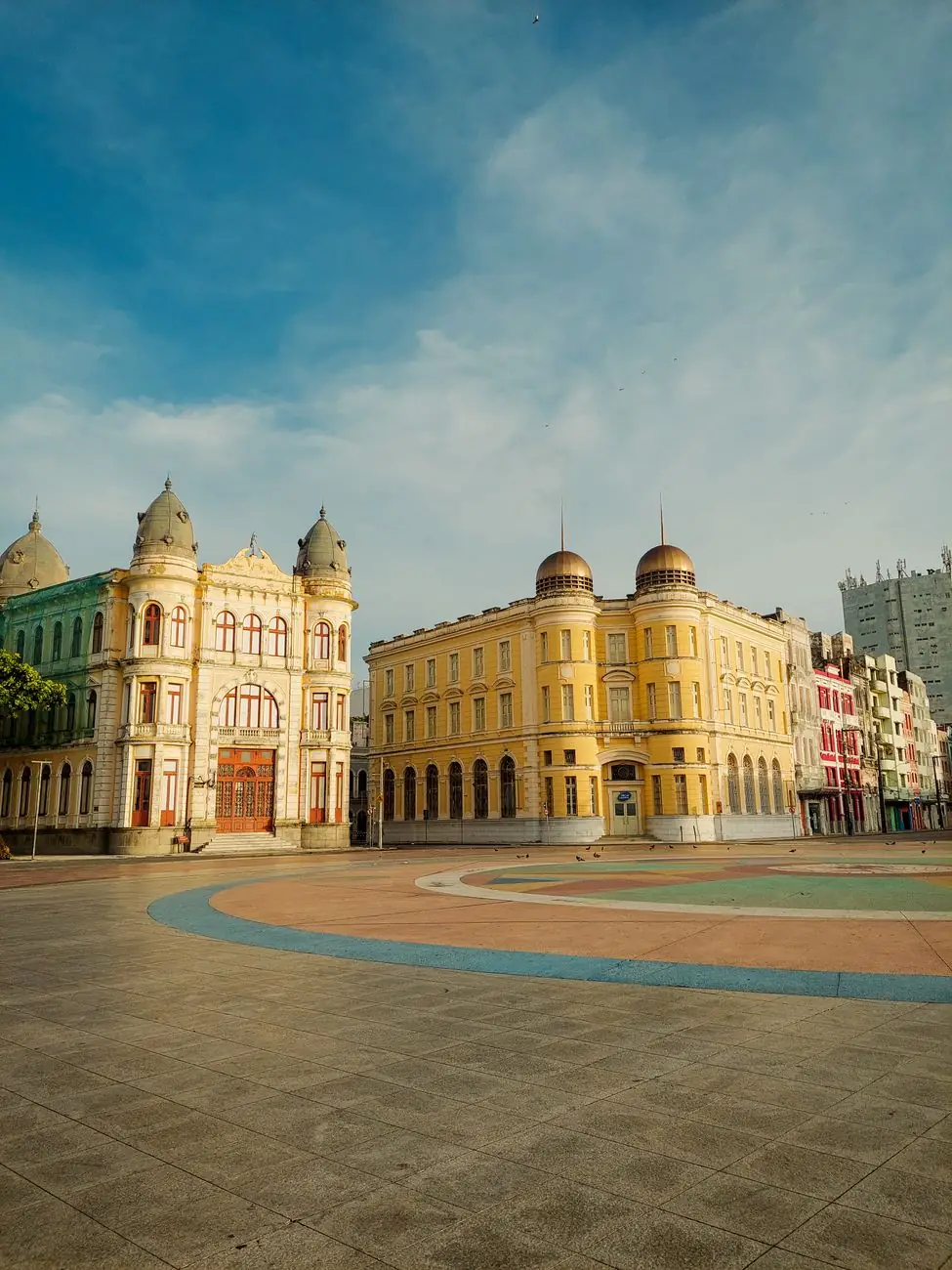 Marco Zero square and its historic waterfront buildings in Recife