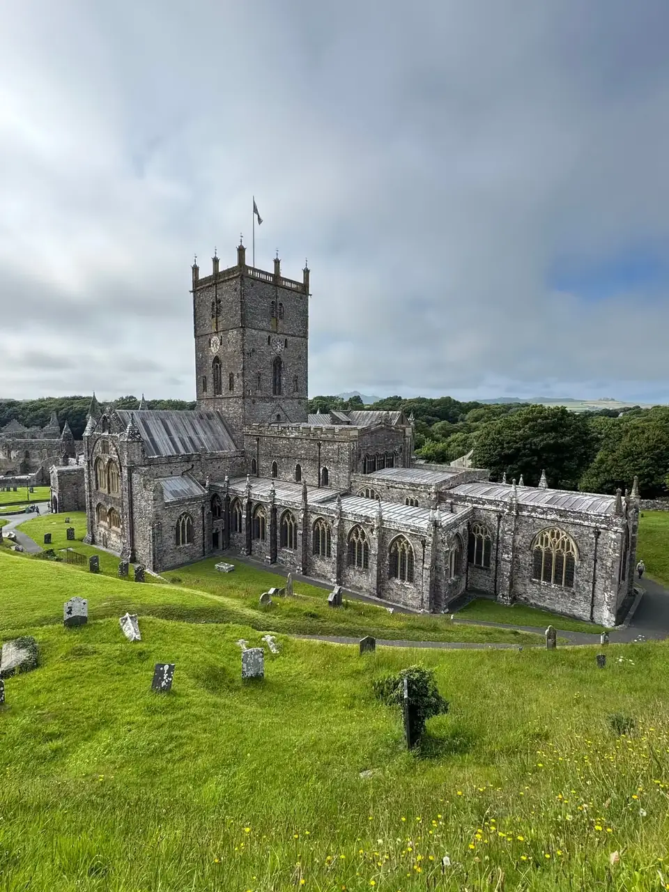 St Davids Cathedral in its green valley in Pembrokeshire