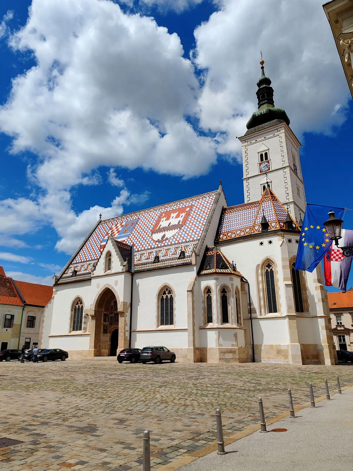 St Mark’s Church in Zagreb with its patterned heraldic roof